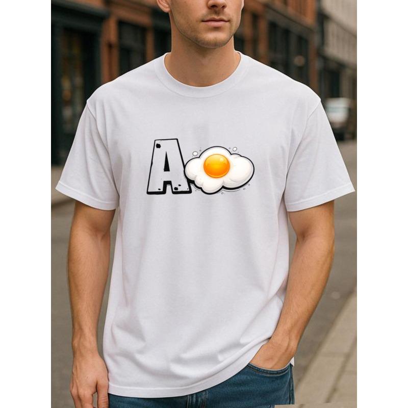

A + Scrambled Egg Logo - An Interesting and Outstanding Student-style Casual and Breathable T-shirt with A Light-weight Round-neck Short Sleeve S белый