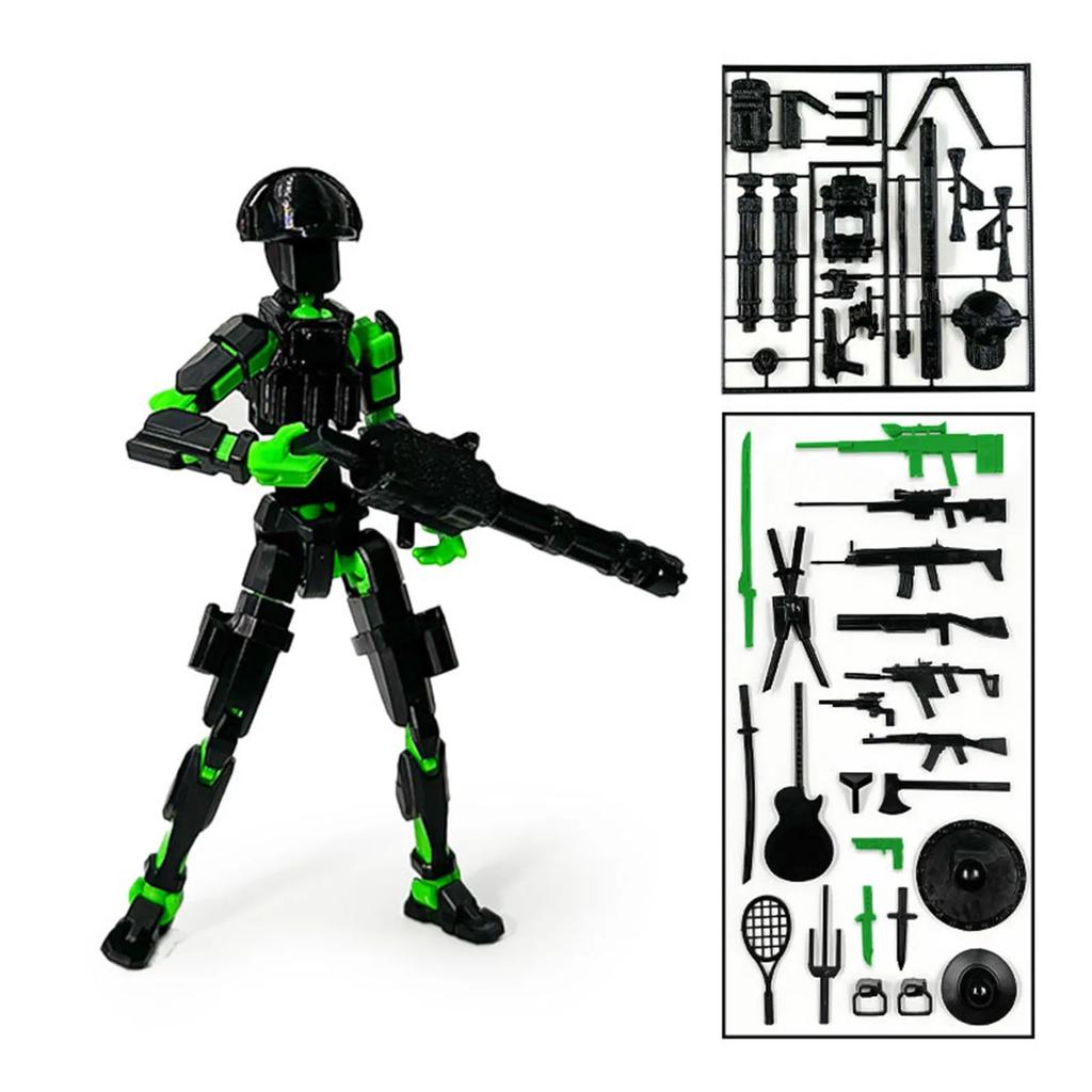 3D Printed Full Body Mechanical Action Figures Multi-Jointed Movable with Accessories Hand Painted Desk Decor Toy