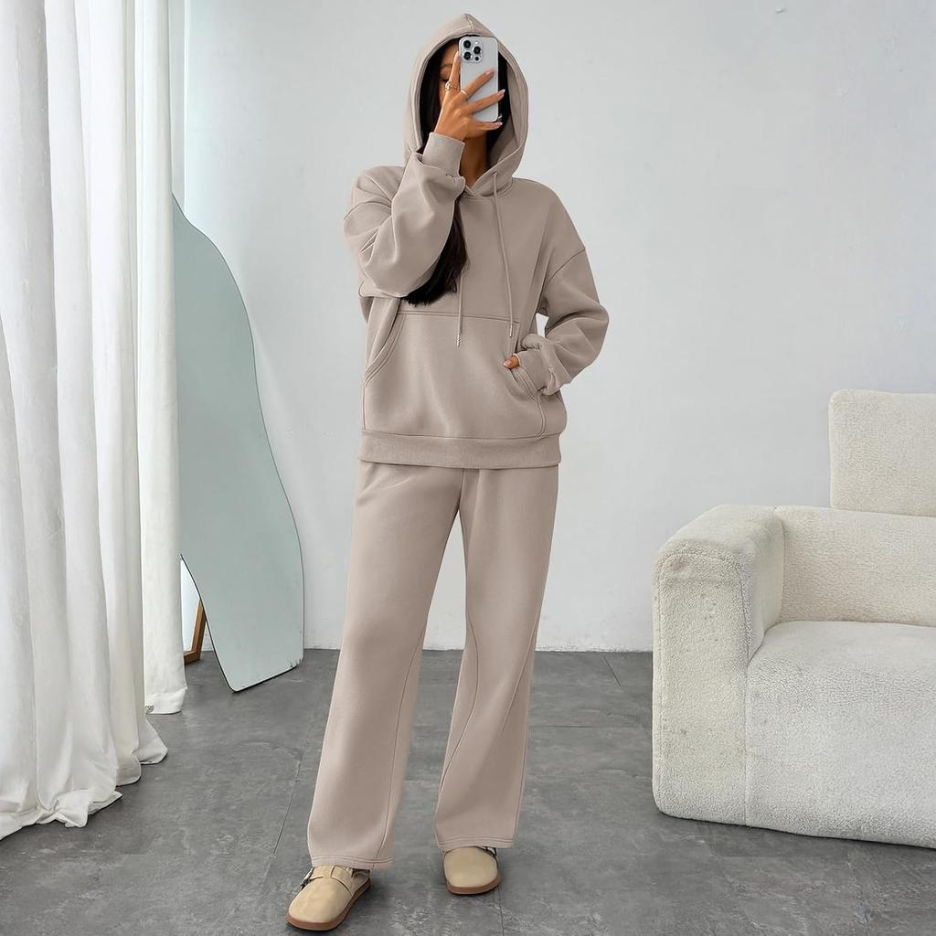 Women's Casual Warm Hooded Sweatshirt And Sweatpants /Winter Sports Set
