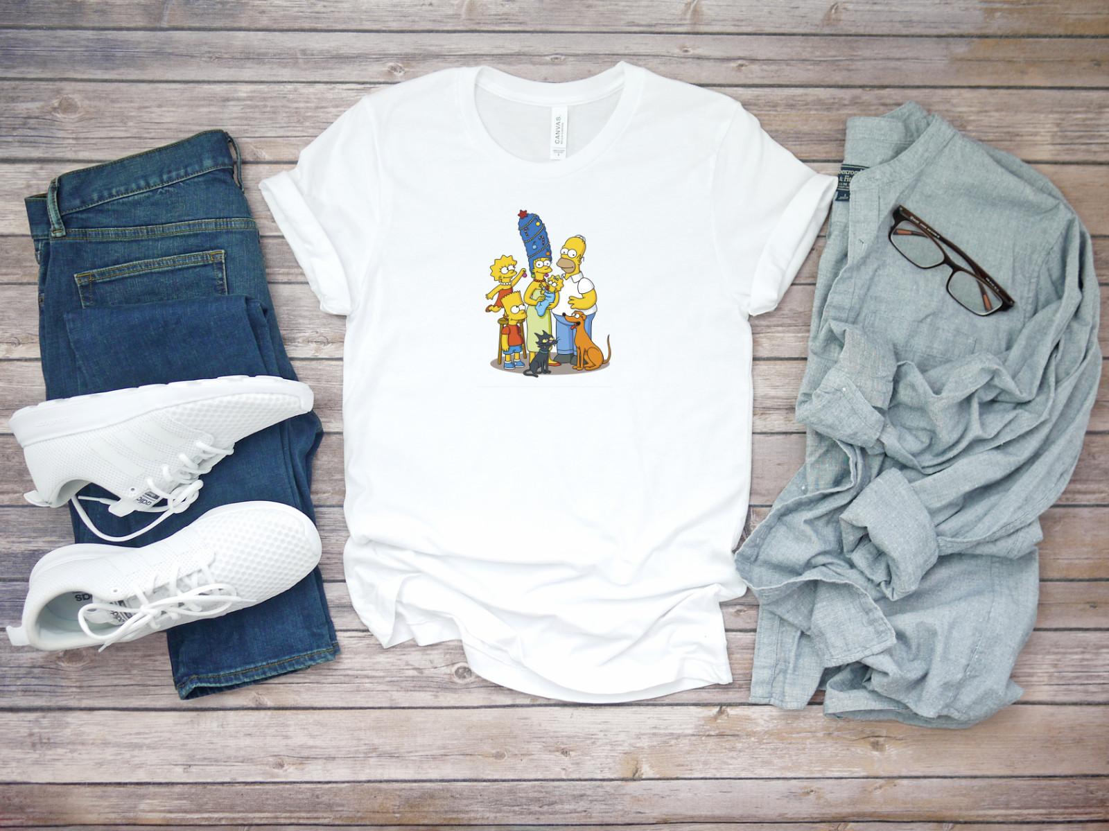 The Simpsons Characters Family Short Sleeve White Men T-shirt F167 M