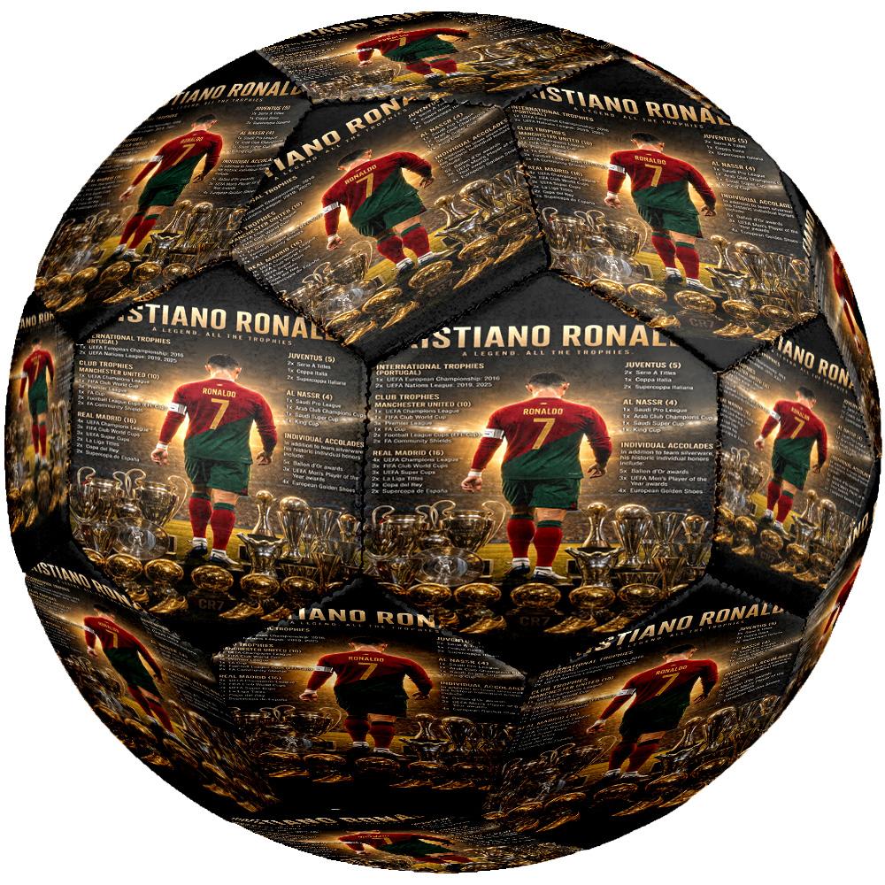 Ronaldo's Portugal Legacy Size 5 Soccer Ball Machine Sewn Indoor/Outdoor Training and Matches Ideal for Soccer Enthusiasts