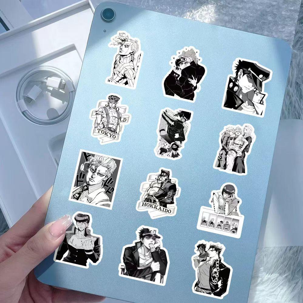 JoJo's Bizarre Adventure Black and White Stickers, 60 Pieces (not Repeated), Waterproof and Sunscreen.