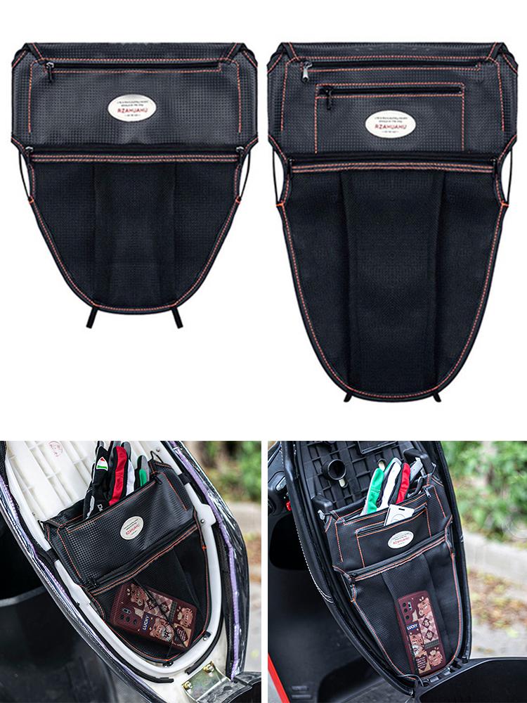 RZAHUAHU Motorcycle Scooter Seat Bag Zipper PU Leather Modification Accessories Tool Storage Motorcycle Under Seat Organizer Bag