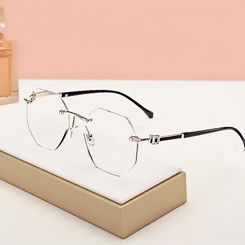 Men Rimless Reading Eyeglasses Polygon Big Spectacle Frame Frame Presbyopia Glasses With Blocking Blue Light Business +10+20+25+30 Unisex +1.0 +2.0