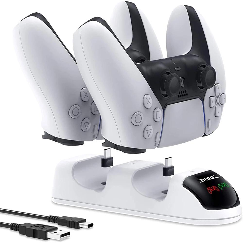 Dual USB Fast Charger for PS5 Dual Sense Controller, Playstation 5, Audio Charging Station, Wireless Controllers