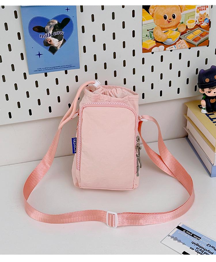 High-Value Universal Crossbody Drawstring Phone Bag for Women - Outdoor Sports, Water Bottle Holder, Simple Square Design