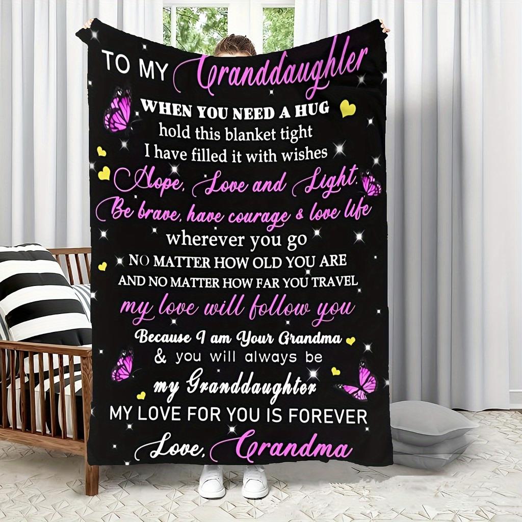 Cozy & Warm Flannel Throw Blanket - Letter to Granddaughter, Soft Micro Fleece, Perfect for Couch, Bed, Office, and Travel - Versatile All-Season Gift
