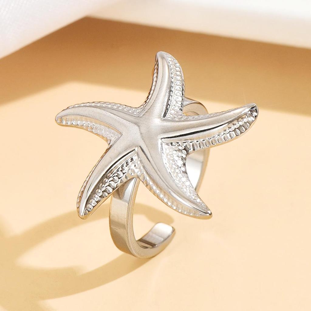 Stainless Steel Starfish Vacation Ring - Marine Life Jewelry Collection