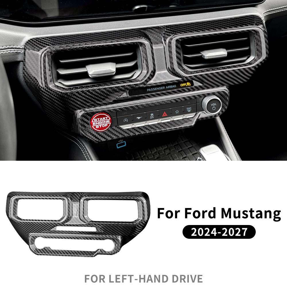 Carbon Fiber Center Console Panel Cover for Ford Mustang 2024 2025 2026 2027 Interior Dashboard Accessories