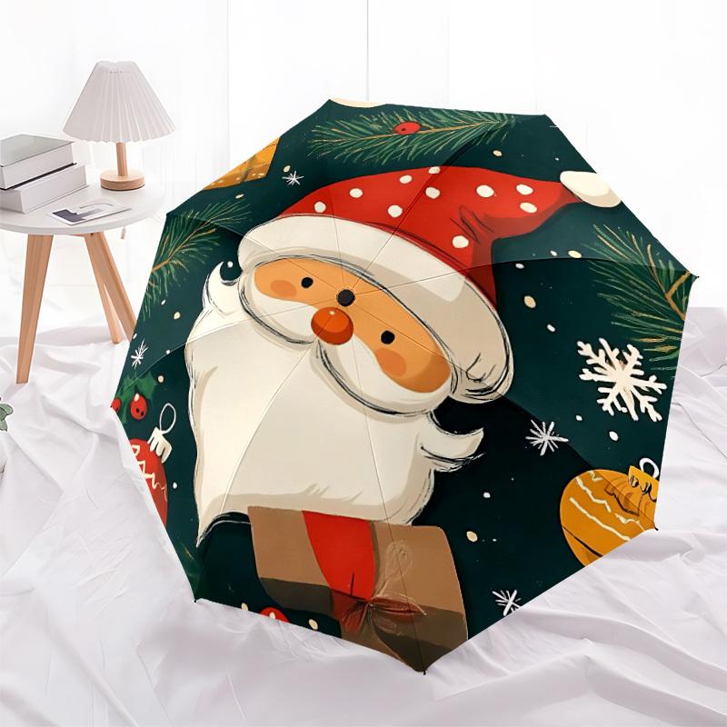 1 Stück Weihnachten Weihnachtsmann Automatisches Öffnen/Schließen Regenschirm, Tragbarer Faltregenschirm für den täglichen Gebrauch yy250826069