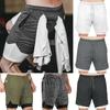 Men's Camo Running Double-deck Stretchy Quick Dry Gym Shorts With Secure Phone Bag