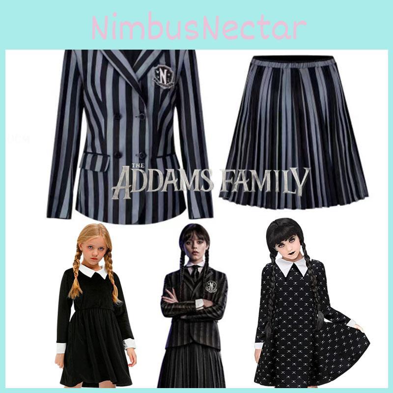 Wednesday Addams School Uniform Dress Polyester Cosplay Costume For Kids