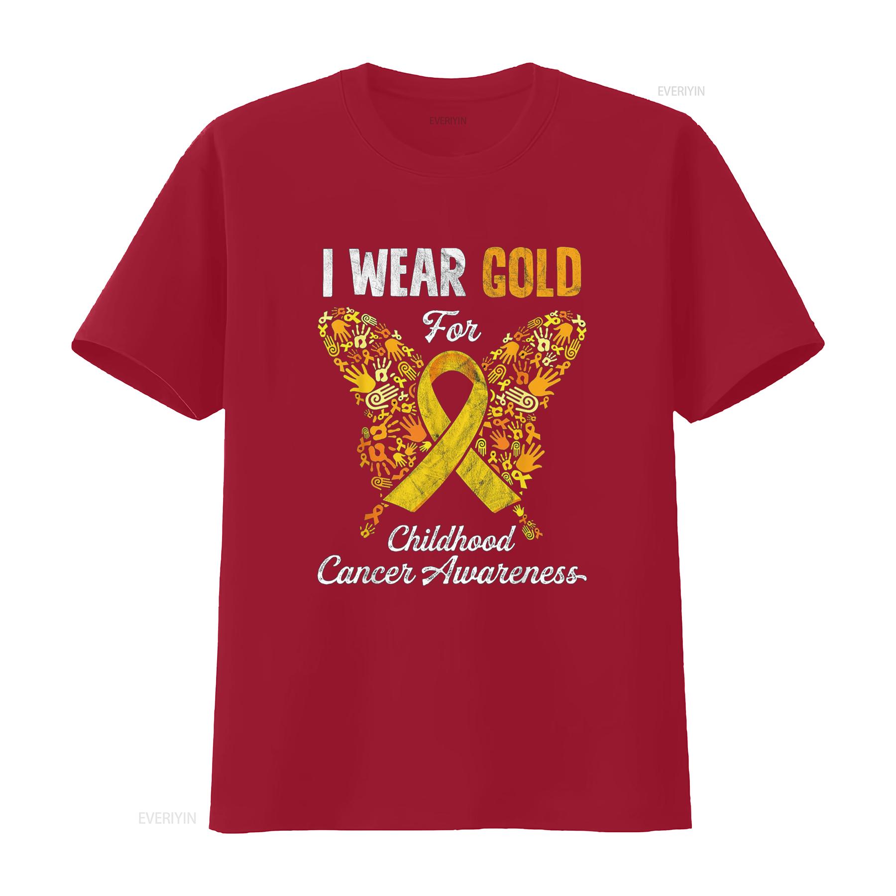 I Wear Gold For Childhood Cancer Awareness Kids T Shirt vintage Washed Stretched Soft Casual designer clothes Stylish S