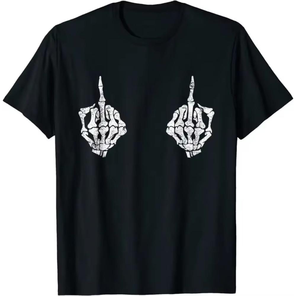 Skeleton Hands on Boobs Funny Spooky Halloween Costume T-Shirt