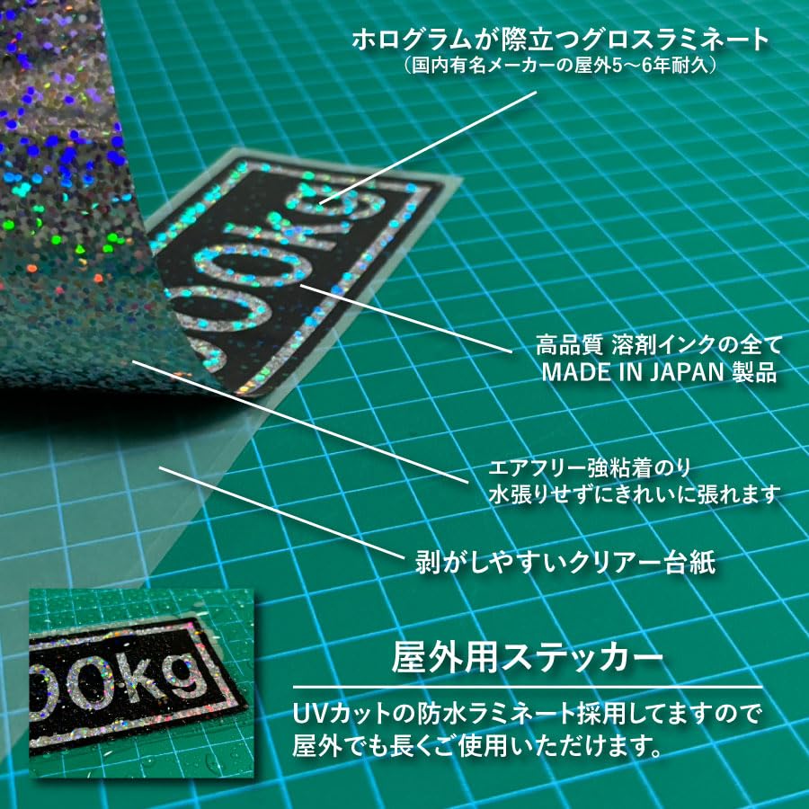 Made In Japan, Maximum Load Capacity, Hologram Sticker, 888.3 Lbs (4000 Kg), Black, Gloss
