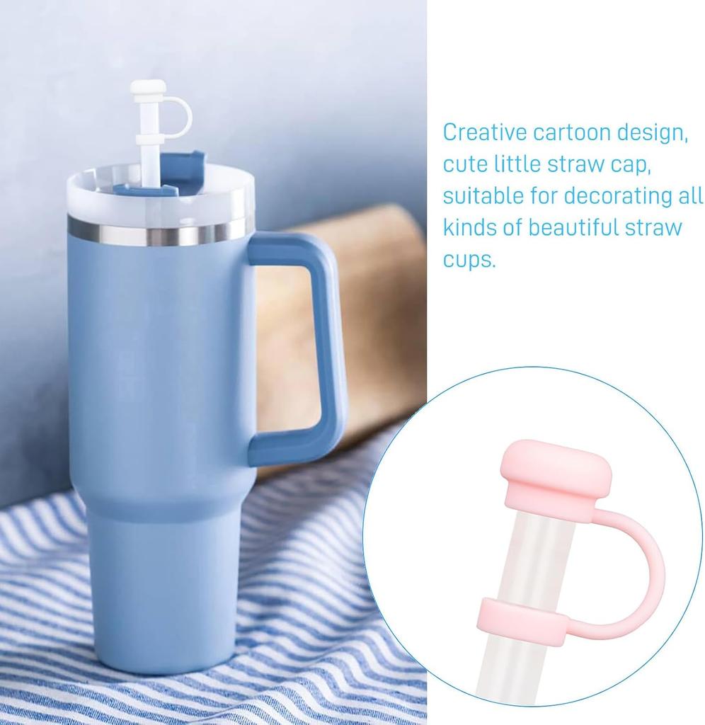 6 Pack 30 40oz Tumbler 10mm Silicone Straw Covers Cute Reusable Protectors with Secure Strap Food Grade Dustproof Sip Guards