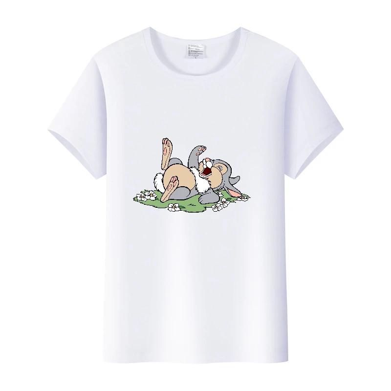 Kawaii Clothes Y2K Tshirt Plus Size Tops Unisex Cartoon Bambi Thumper Graphic T-shirt Summer Blouses White Tees