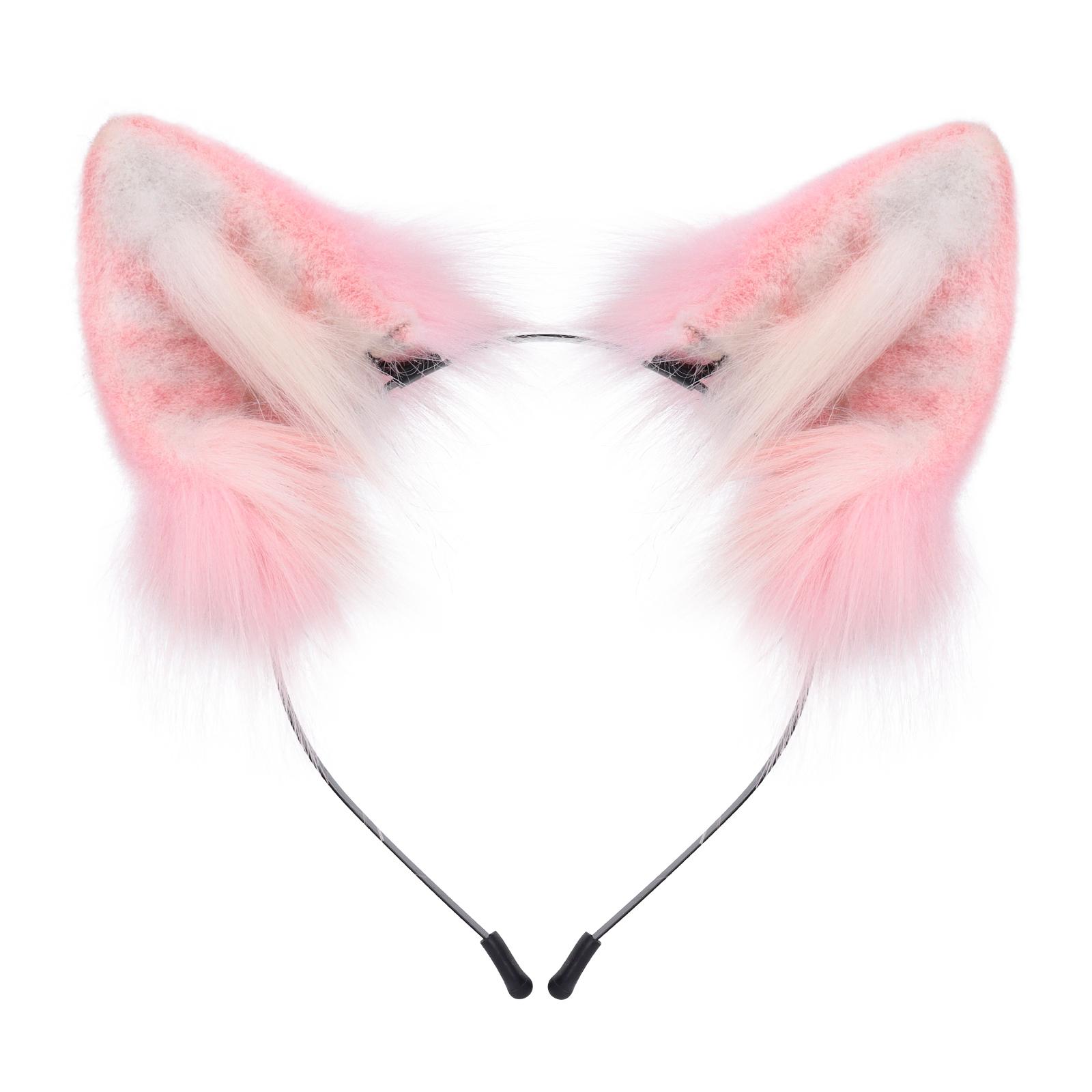 

Animal Fox Cat Dog Ears Headband Handmade Faux Fur Headwear Parties Cosplay Headpiece