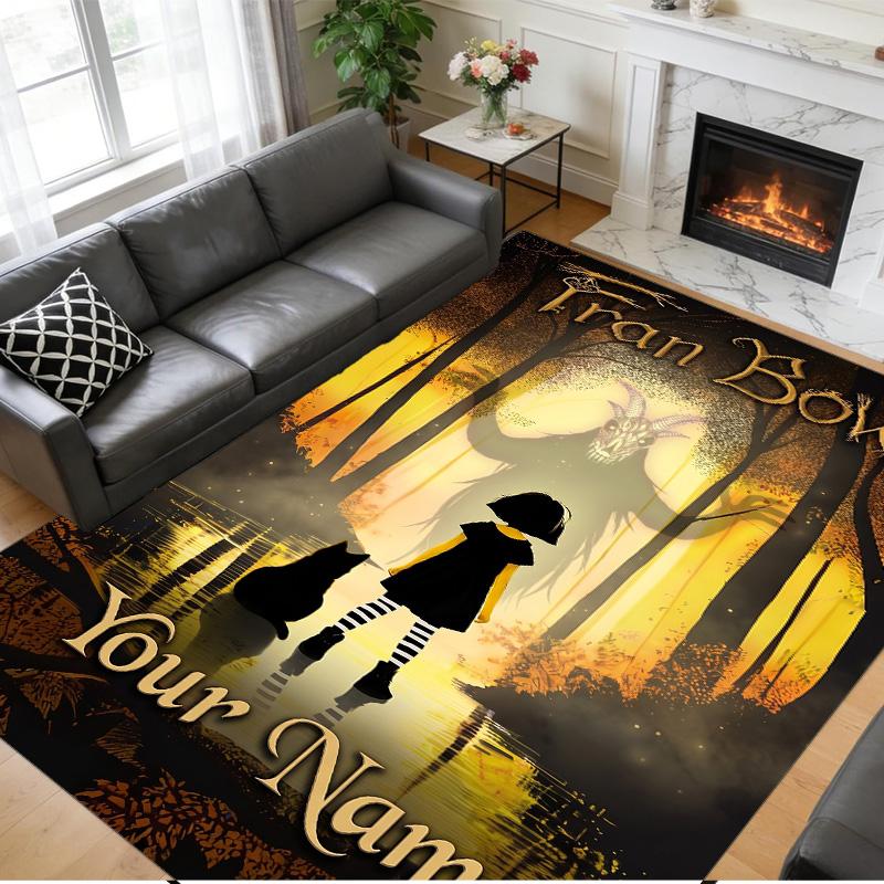 Crystal Velvet Rug Custom Name Text, Soft Non Slip Floor Mat Home DecorFran Bow