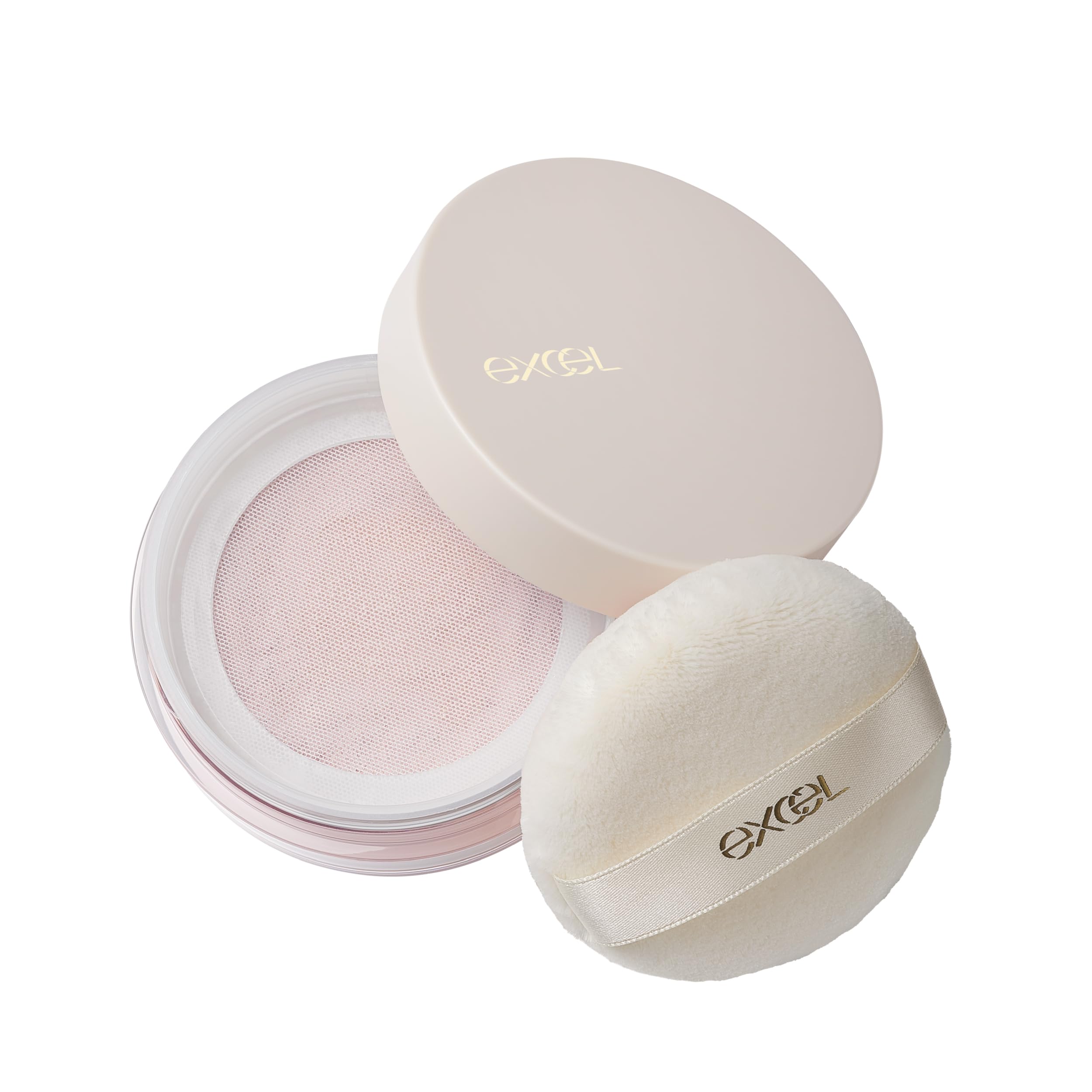 Excel Extra Rich Powder EX03 Розовый с блеском для лица, рассыпчатая и нежная, с сывороткой в составе, Порошок, Сияющий,