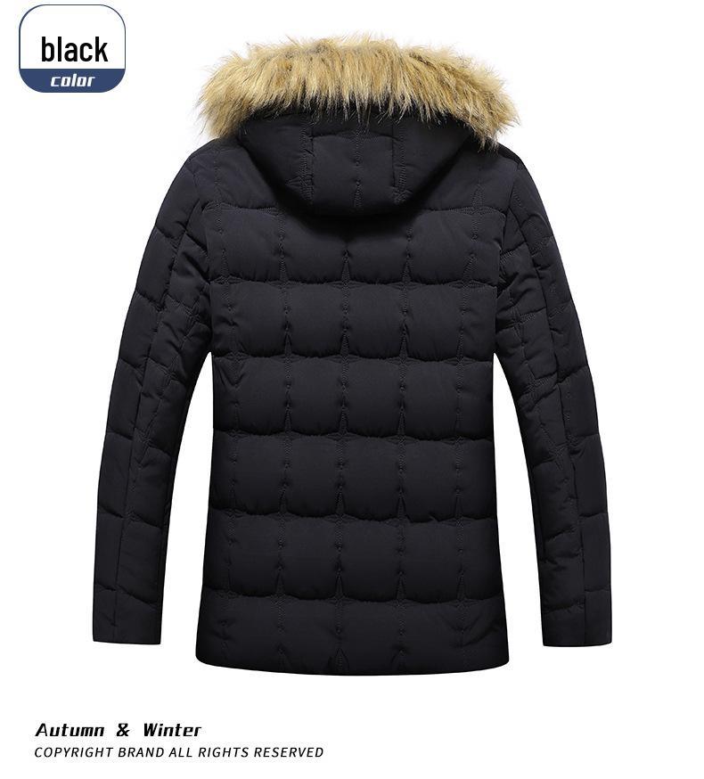 Men's Plus Size Hooded Winter Cotton Jacket - Casual and Versatile Dad Style Outerwear