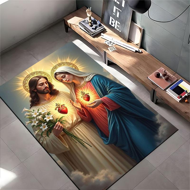 "Sacred Religious Icon Design" suitable as a non-slip mat for the living room or bedroom sofa