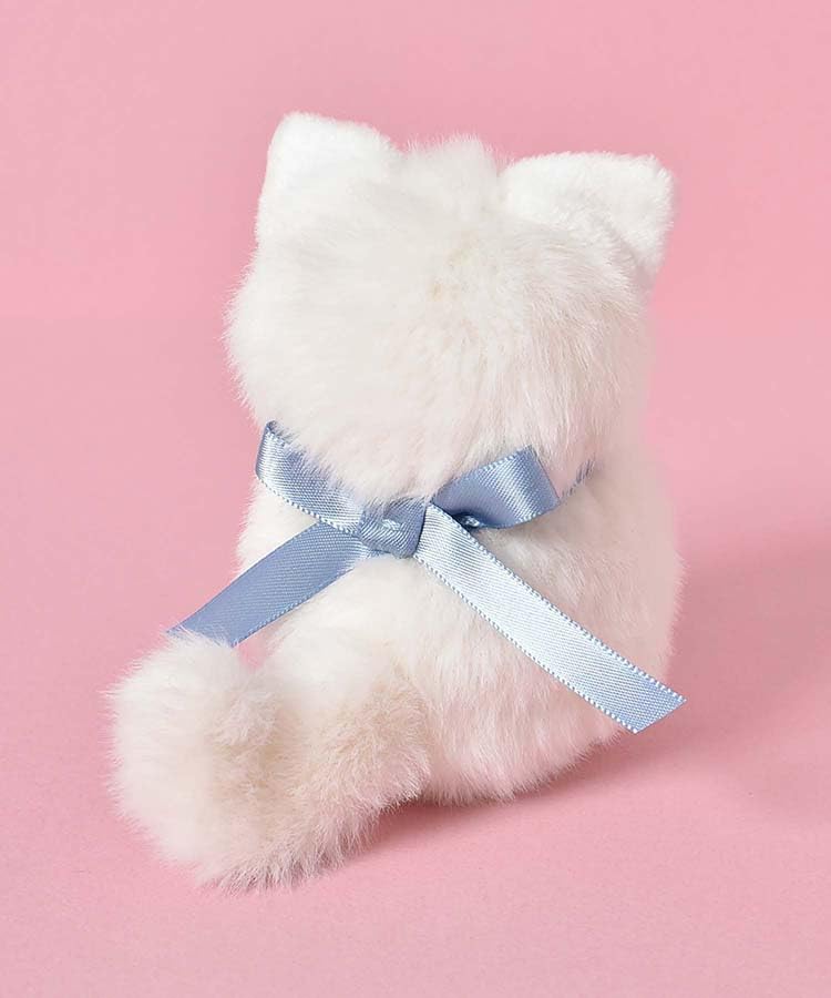 Bleu Bleuet Fluffy Cat Plush Stuffed Animal Toy, Mascot, Soothing, (White)