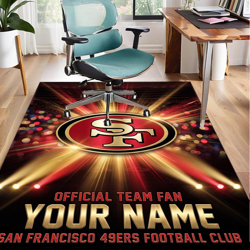 Benutzerdefinierter Teppich San Francisco Football Bereichsteppich Geeignet für Innen und Außen, Teppiche für Häuser, Büros, Wohnzimmer, Heimdekoration, Weihnachtsgeschenk