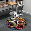 1 Stück Bunter Sonnenblumen-Buntglas-Stuhlteppich für das Büro, Runde Polyestermatte, Büro, Pflegeleichtes Gewebe, Waschbarer rutschfester Teppich