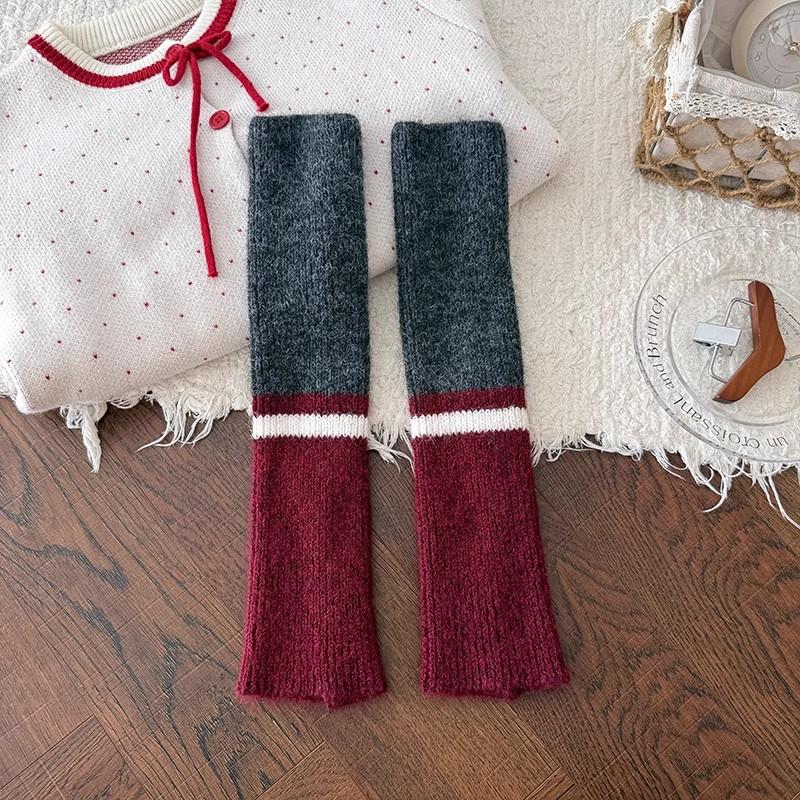 American Multicolor Knitted Leg Warmers Winter Warm Thickened Socks Fashion Harajuku Cashmere Hosiery Women Leg Covers Stockings