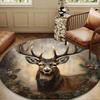 Deer With American Flag Background Round Rug for Livingroom,Bedroom, Palyroom, Chair Rug, Area rug, Circle Carpet, Large Size Fan Christmas gift