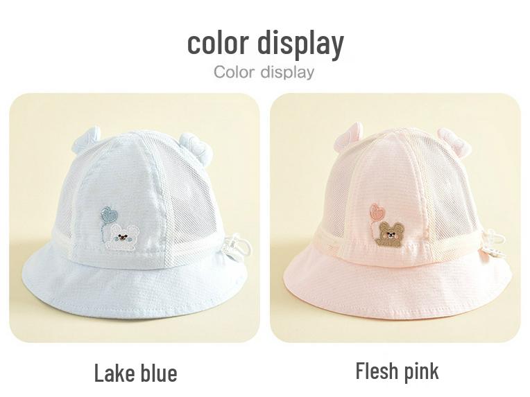 Adorable Bear Mesh Bucket Hat - Windproof & Sun Protective for Outdoor Play
