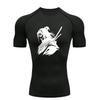 Samurai Silhouette Men's Sports T-shirt Training Fitness Compression Short Sleeve Rashguard for Men Athletic Tees Workout Shirt