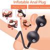 Inflatable Anal Plug with Steel Balls Prostate Massager G-spot Clit Stimulator Adult Toys for Men