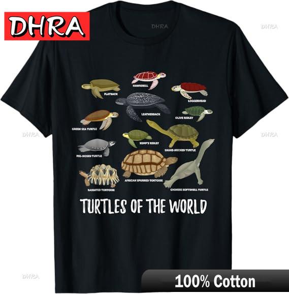 

Turtles of The World T-Shirt Different Turtle Species Funny Urban Trendy Tshirts Unique Edgy Bold Tee Harajuku Rap Casual Days 4XL