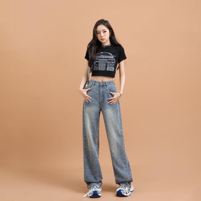 

Широкие джинсы для женщин на весну, свободные утягивающие брюки с высокой талией для женщин на весну, скользящие брюки до пола для женщин на весну 2XL