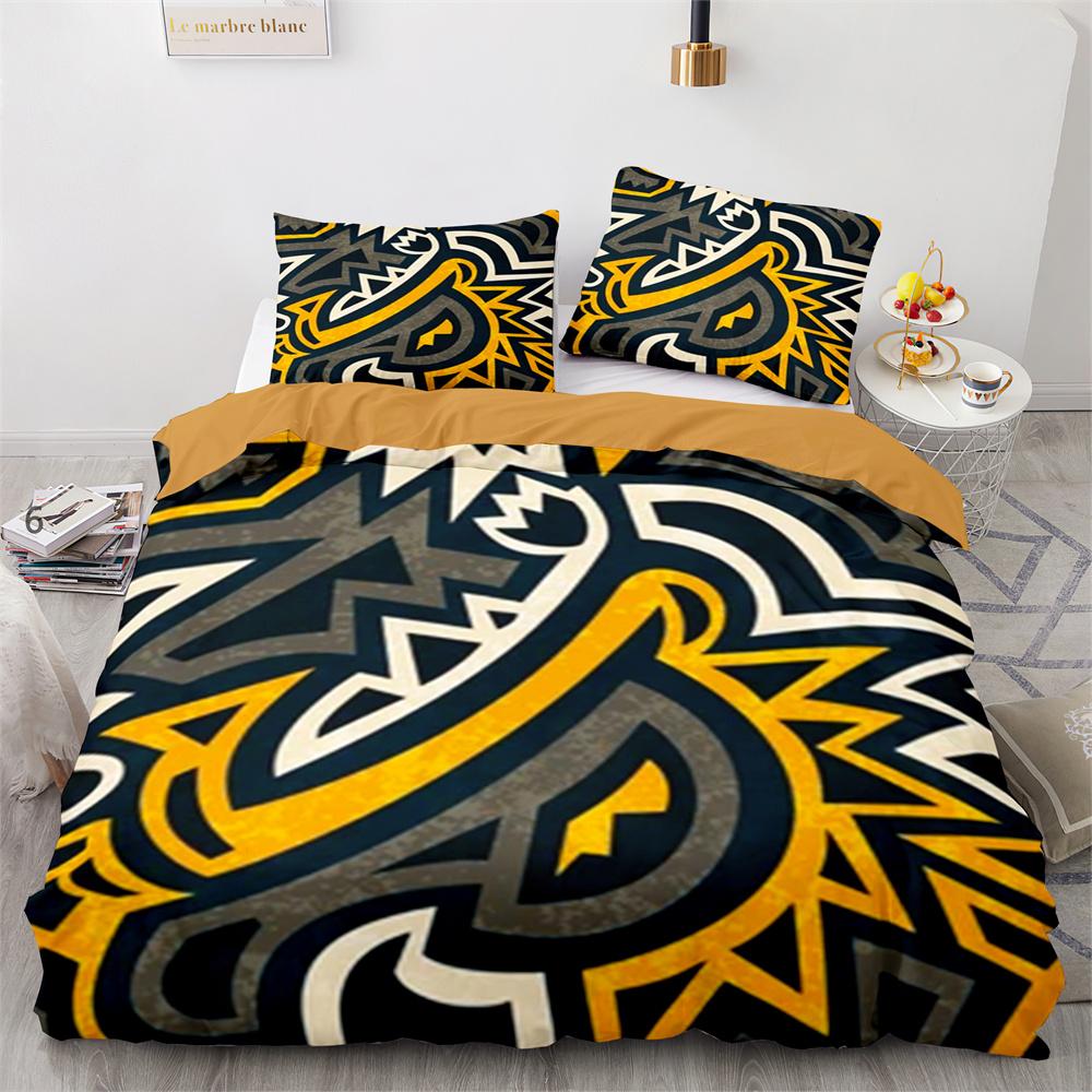 Tribal Duvet Cover Set Secret Tribe Pattern In Bohemian Style Decorative Polyester Bedding Set with Pillowcase King Queen Size