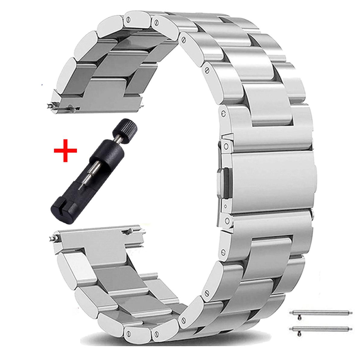 

22 мм 20 мм Металевий ремінець для Samsung Galaxy Watch 3 Huawei GT2 Amazfit GTR Браслет з нержавіючої сталі Ремінець на зап ястя для 20 мм Samsung Watch 4 Ремінець на зап ястя 22MM срібний