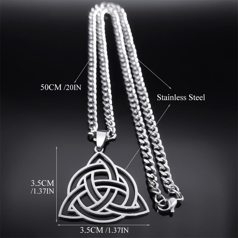 Witch Celtic Knot Triquetra Trinity Hollow Necklace Women Stainless Steel Men Amulet Necklaces Jewelry Nudo De Bruja N3217S03