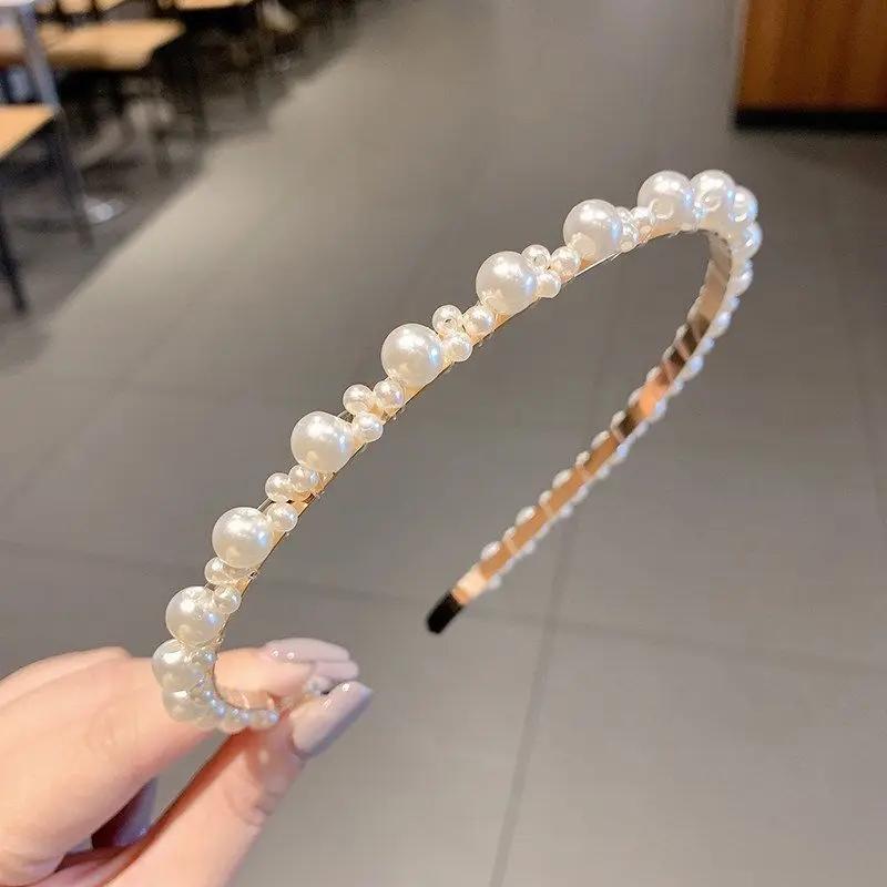 Mode Full Pärla Hårband Elegant Enkelt Blomma Kvinnor Hårbygel Band Pannband Infattning Flickor Håraccessoarer Huvudsmycke