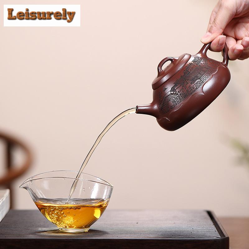 320ml Orijinal Yixing Mor Kil Çaydanlıkları Ham Cevher Demir Kırmızı Ejderha Kan Kum Çaydanlığı Su Isıtıcısı Çay Töreni Özelleştirilmiş Çay Takımı