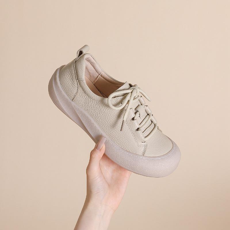 Genuine Leather Shoes Women Flat Casual Shoes Soft Cow Leather Brand Shoes Black Yellow Comfortable Plus Size 41