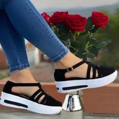 Casual Women's Footwear Shoes Slope with Round Head Hollow Single Shoes