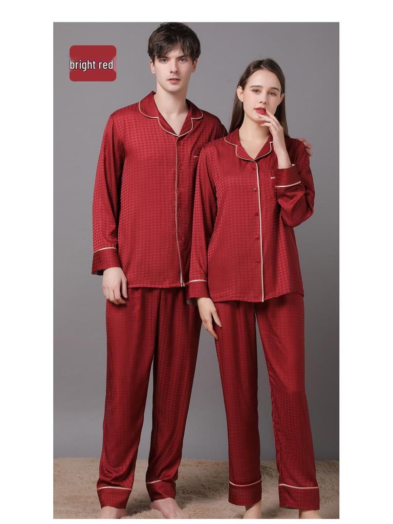 2022 Frühling & Herbst Eis Seide Paar Pyjama Set - Damen- & Herren Langhosen, Übergröße, Homewear