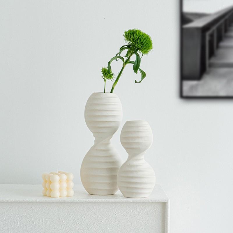 Nordic Simple Irregular White Shape Ceramic Vase Creative Home Dining Table Living Room Bedroom Dry Flower Decor Accessories 1Pc