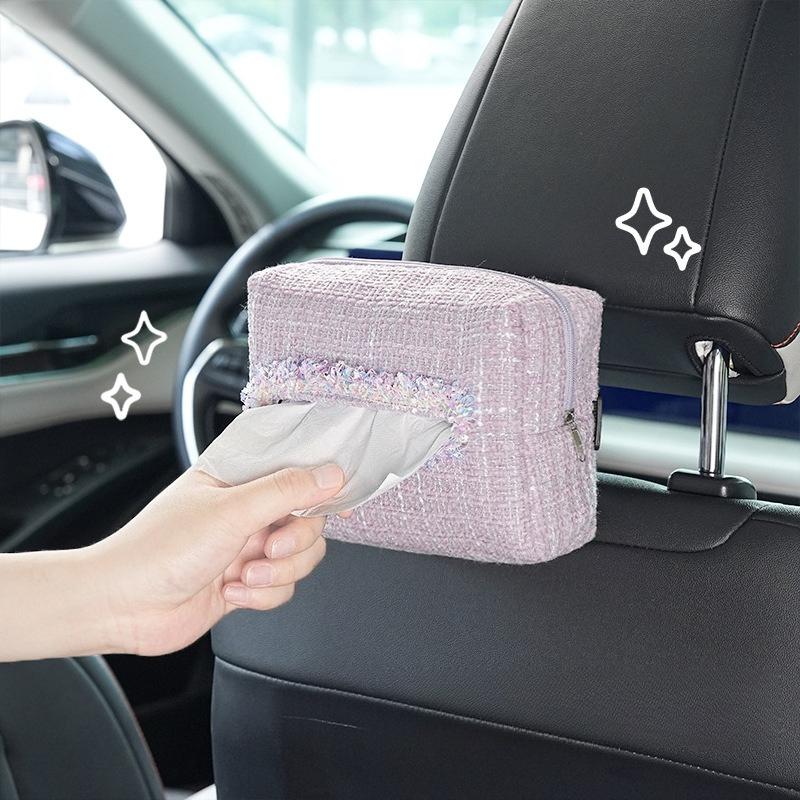 Car tissue box, small fragrance style, high-end car hanging paper box, multi-function handrail box, tissue hanging bag new