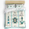 Lighthouse Bedding Set For Bedroom Bed Home Nostalgic Watercolors with Gull Ancient Anchor Duvet Cover Quilt Cover Pillowcase