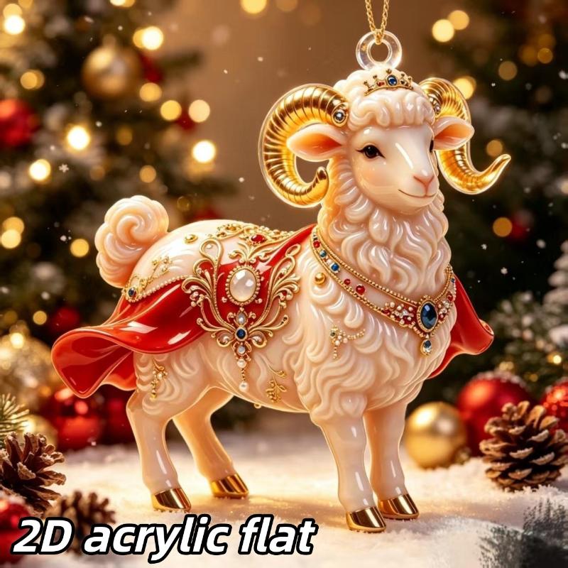 1Pcs Sheep Shaped Flat Acrylic Car Rearview Mirror Hanger Aesthetic Pendant for Auto Interior Home Shelf Decor