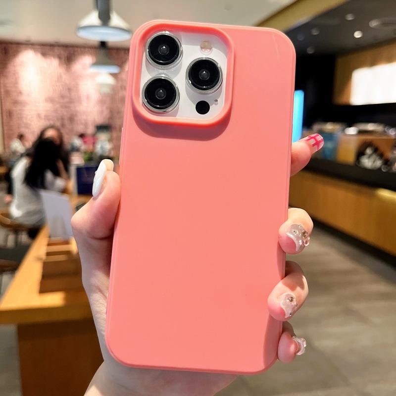 Fashion Candy Colors Soft Phone Case for IPhone 16 12 14 13 15 Pro Max 14Plus Camera Bumper Shock Protection Matte Cover Coque