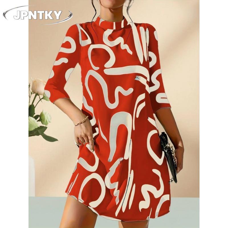 JPNTKY Women's Fashion Summer Spring 1/2 Sleeves Sleeve Casual Dresses